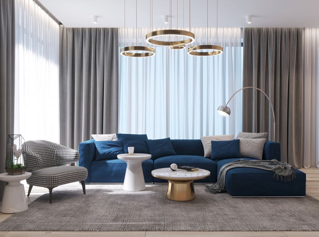 Синий диван в интерьере: советы по размещению и сочетания цветов