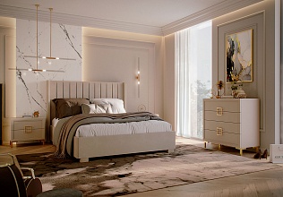 Спальня Дольче 4, тип кровати Мягкие, цвет Кашемир серый