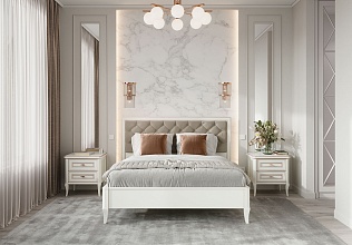 Спальня Онтарио 10, тип кровати Комбинированные, цвет Бело-серый